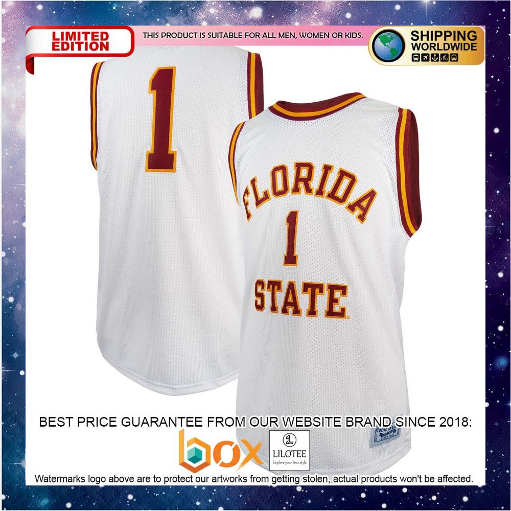 NEW #1 Florida State Seminoles Original Retro Brand Commemorative White Basketball Jersey 4