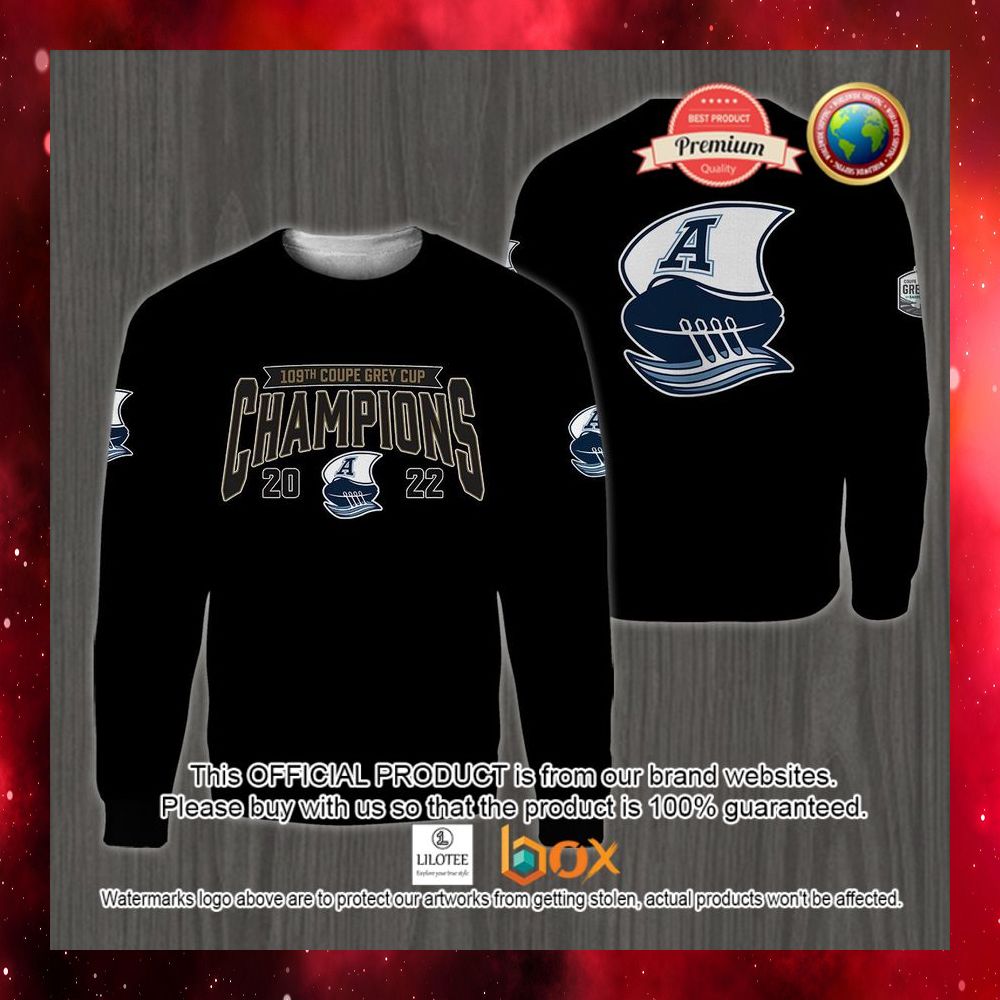 HOT 109th Grey Cup Toronto Argonauts Champions 2022 Black 3D Hoodie, T-Shirt 6
