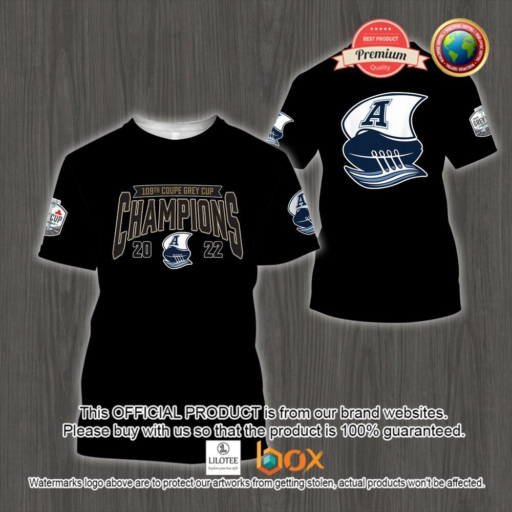 HOT 109th Grey Cup Toronto Argonauts Champions 2022 Black 3D Hoodie, T-Shirt 3