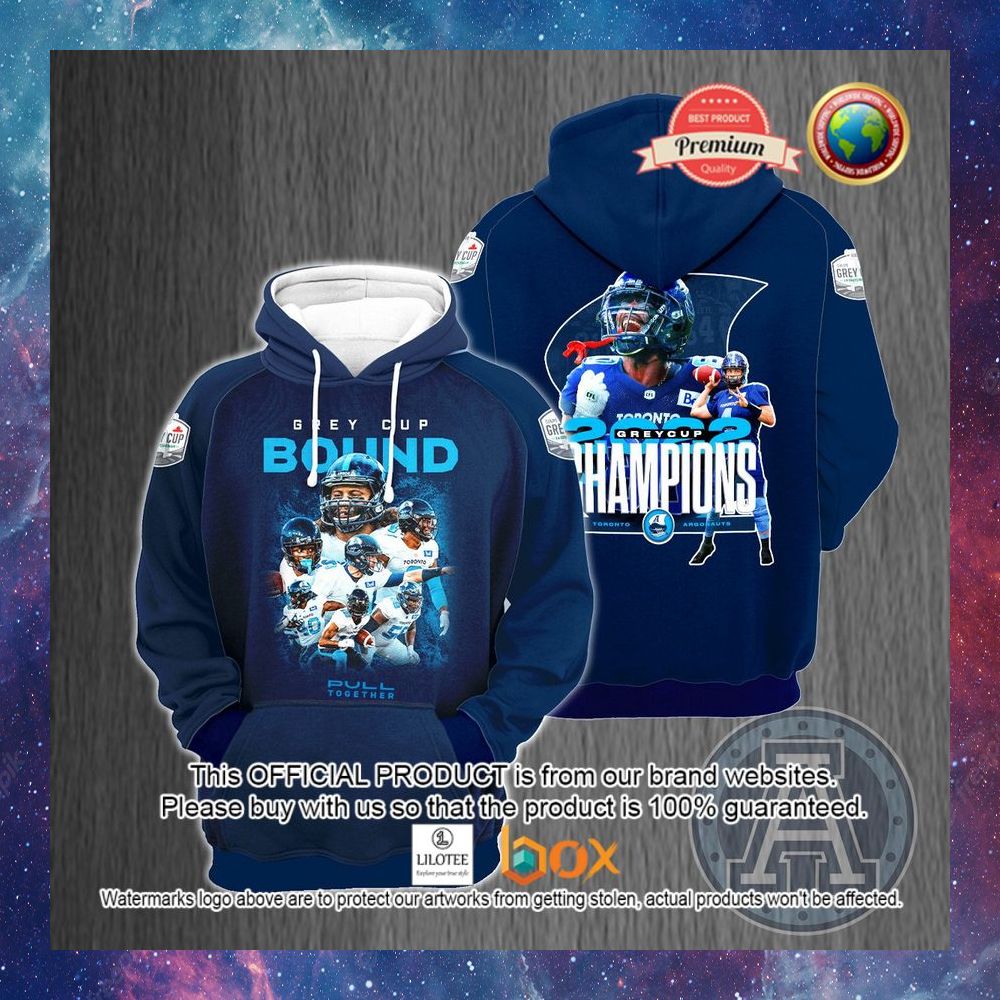 HOT 109th Grey Cup Toronto Argonauts Champions 2022 Blue 3D Hoodie, T-Shirt 5