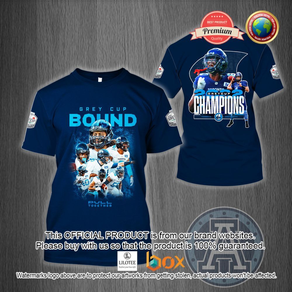 HOT 109th Grey Cup Toronto Argonauts Champions 2022 Blue 3D Hoodie, T-Shirt 3