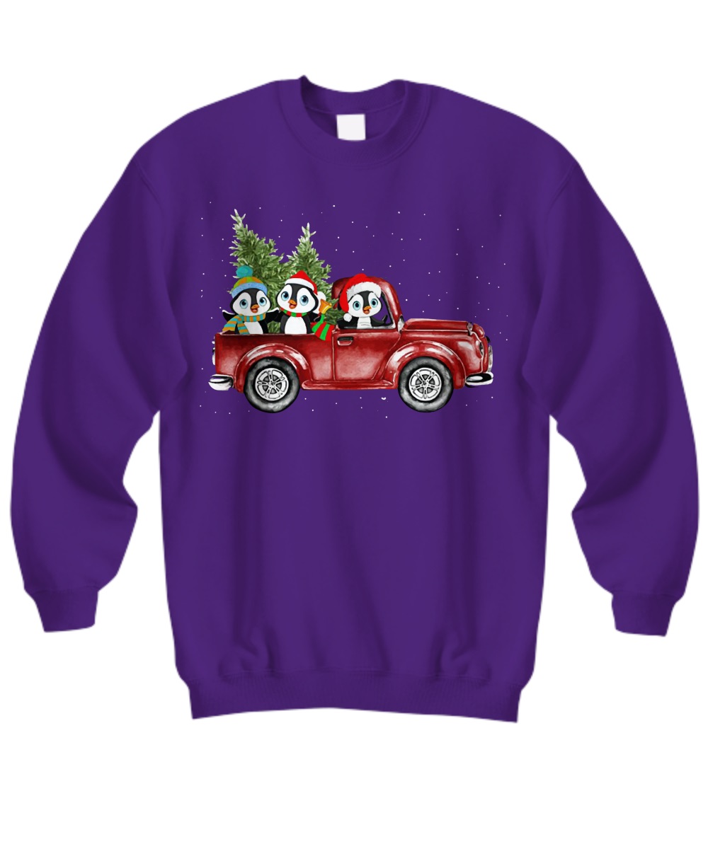 Christmas penguins drive car shirt