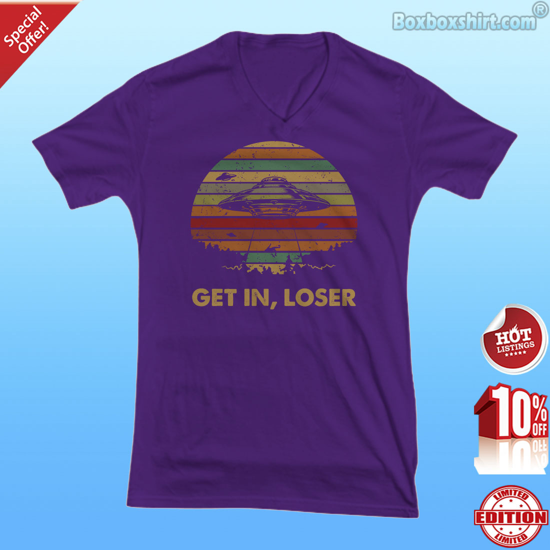 Get in loser spaceship retro shirt