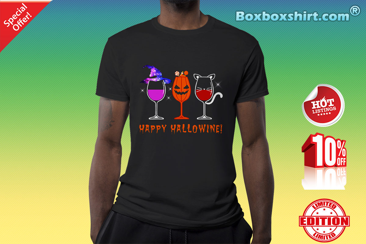 Happy Hallowine cat hallowine shirt