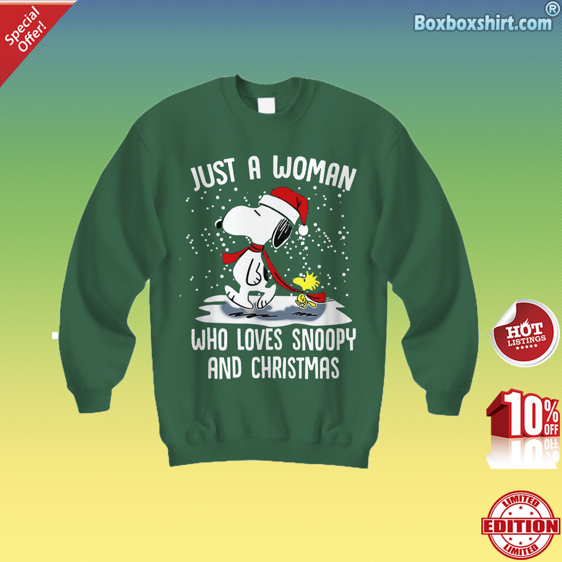 Snoopy and woodstock just a woman who love snoopy and Christmas-Sweatshirt