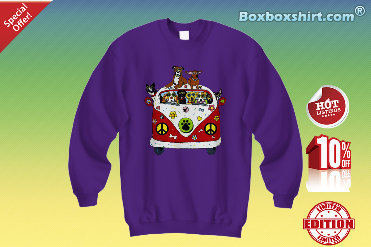 Hippie flower peace bus dog Sweatshirt