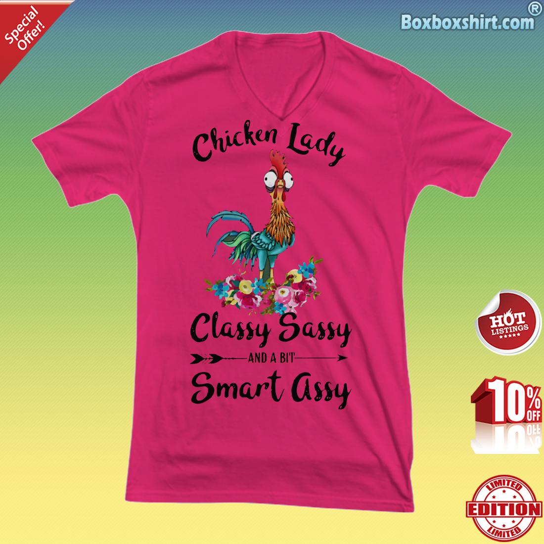 Chicken lady classy sassy and a bit smart assy V-Neck Tee