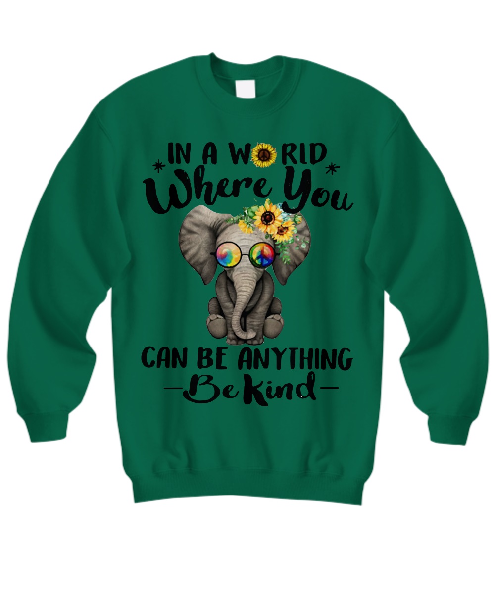 Sunflower elephant in a world where you can be anything be kind shirt 3