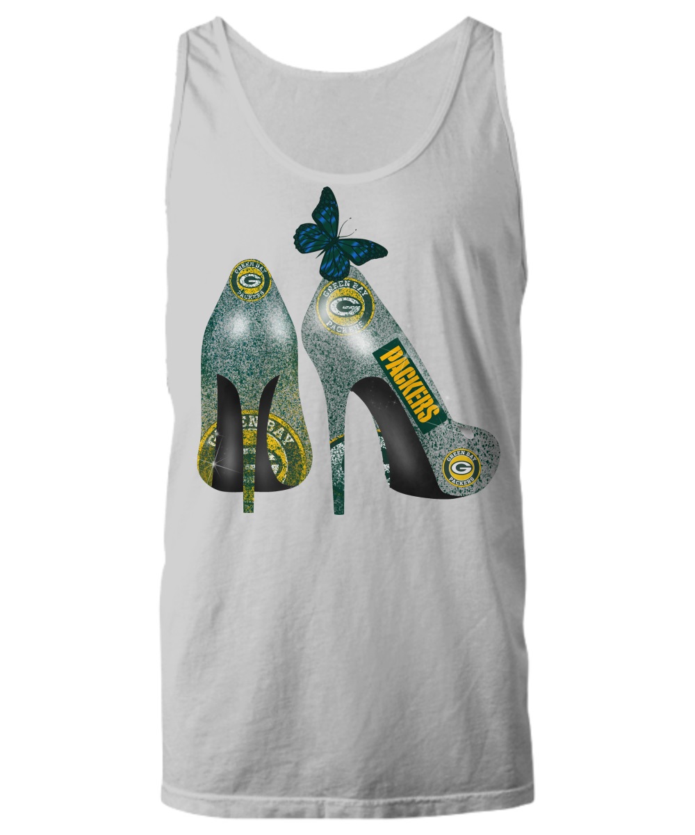 Green Bay Packers NFL high heel shoes with butterfly shirt, long sleeve 2