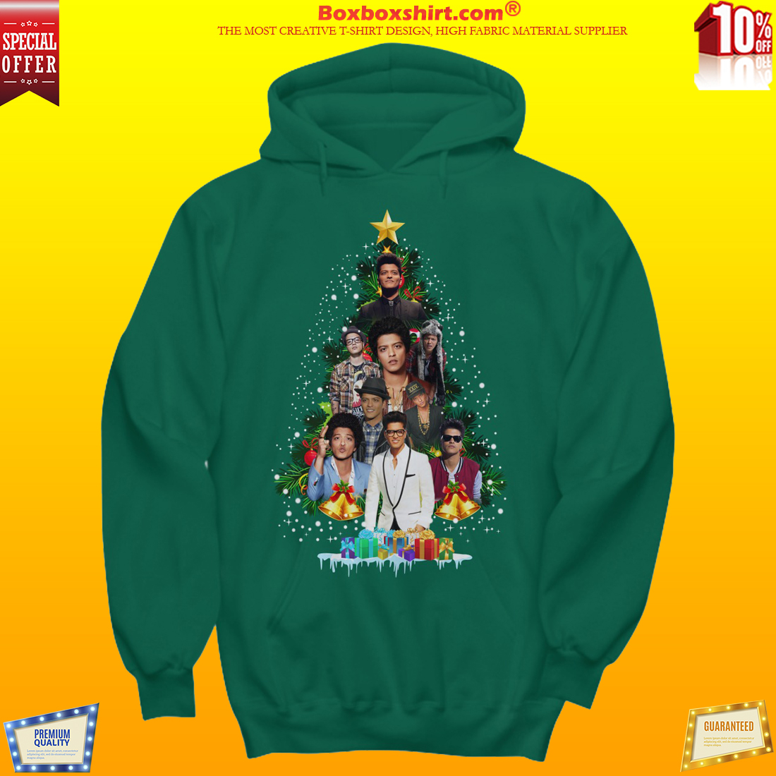Bruno Mars Christmas tree sweatshirt and hoodies
