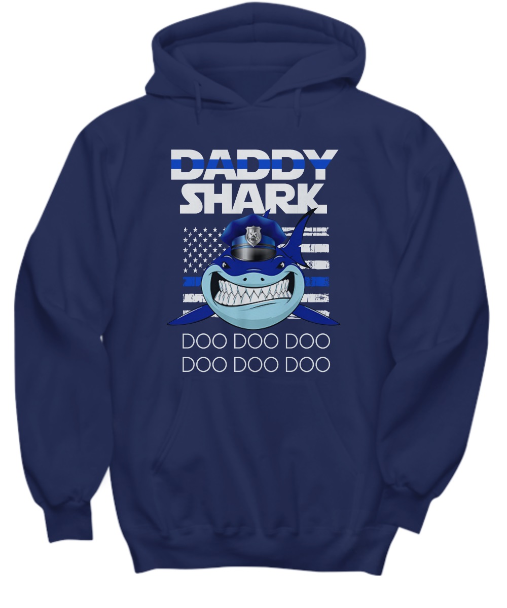 Daddy shark doo doo doo shark police american flag shirt