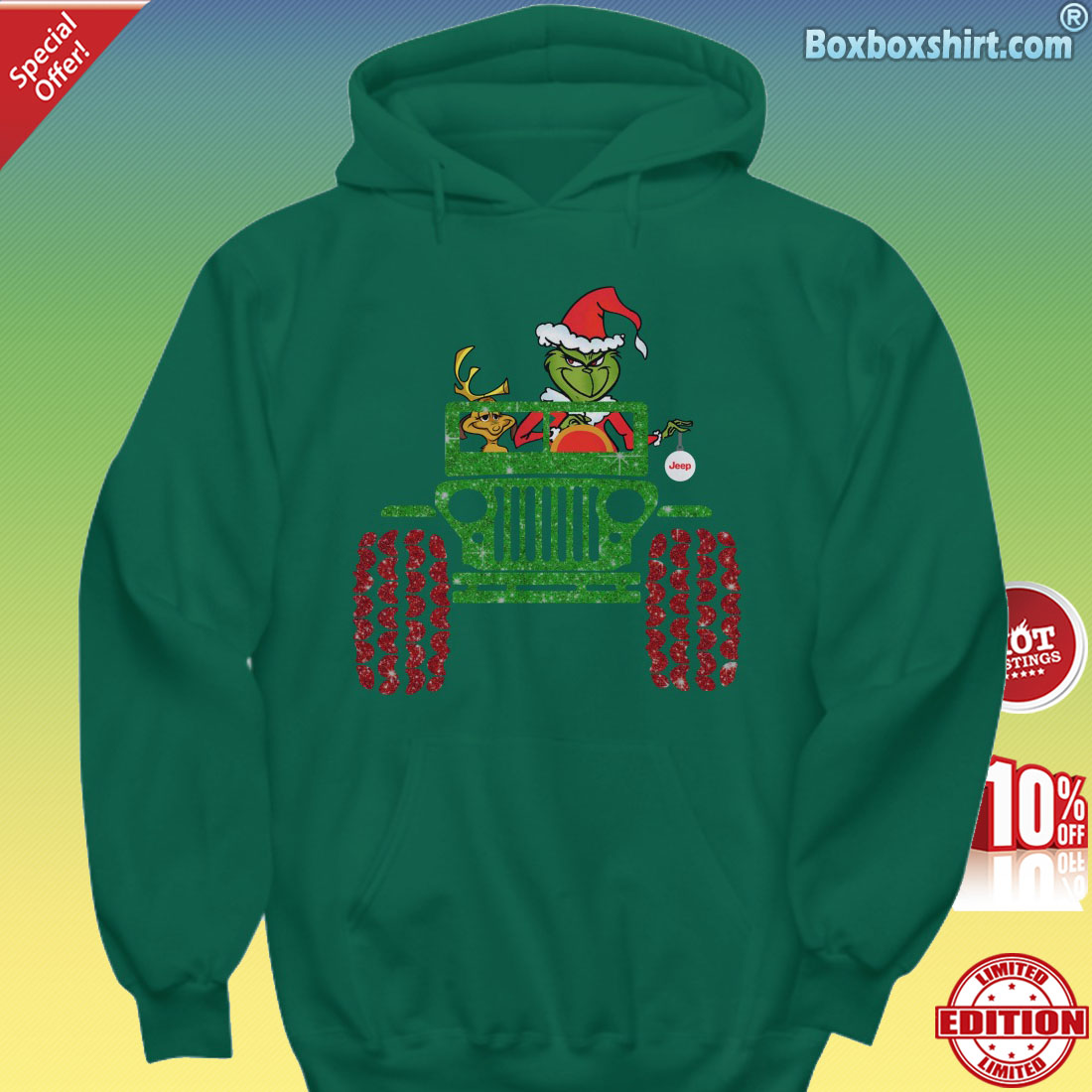 Grinch and max drive jeep shirt 3
