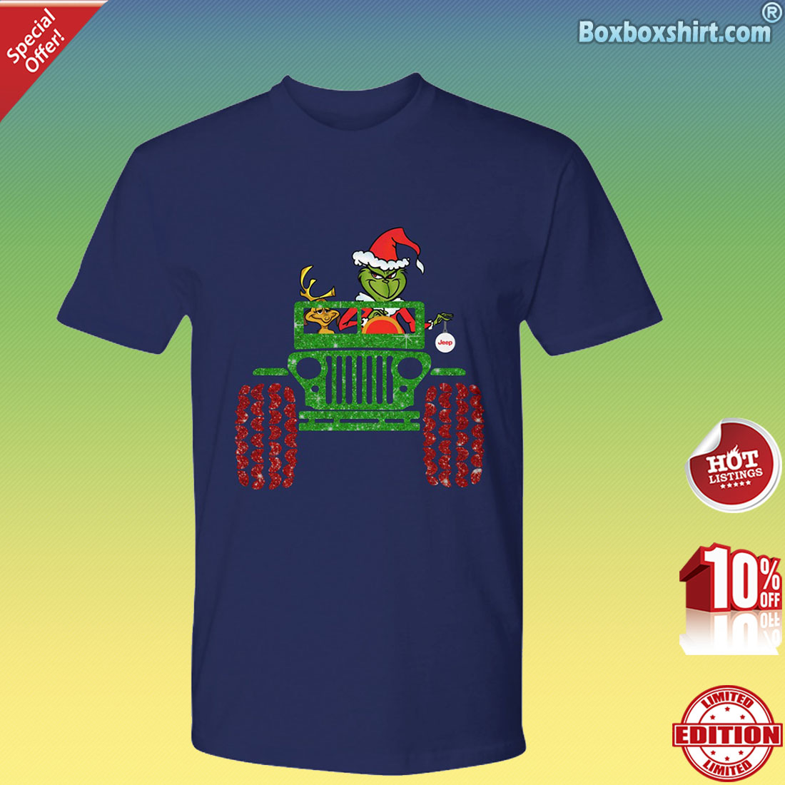 Grinch and max drive jeep shirt 3