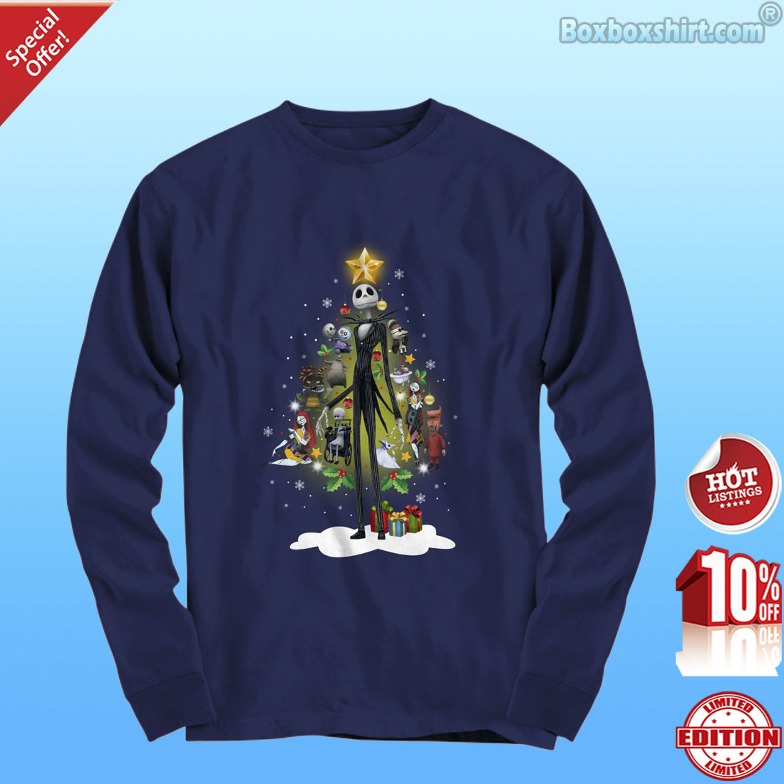 Jack Skellington and friends Christmas tree shirt