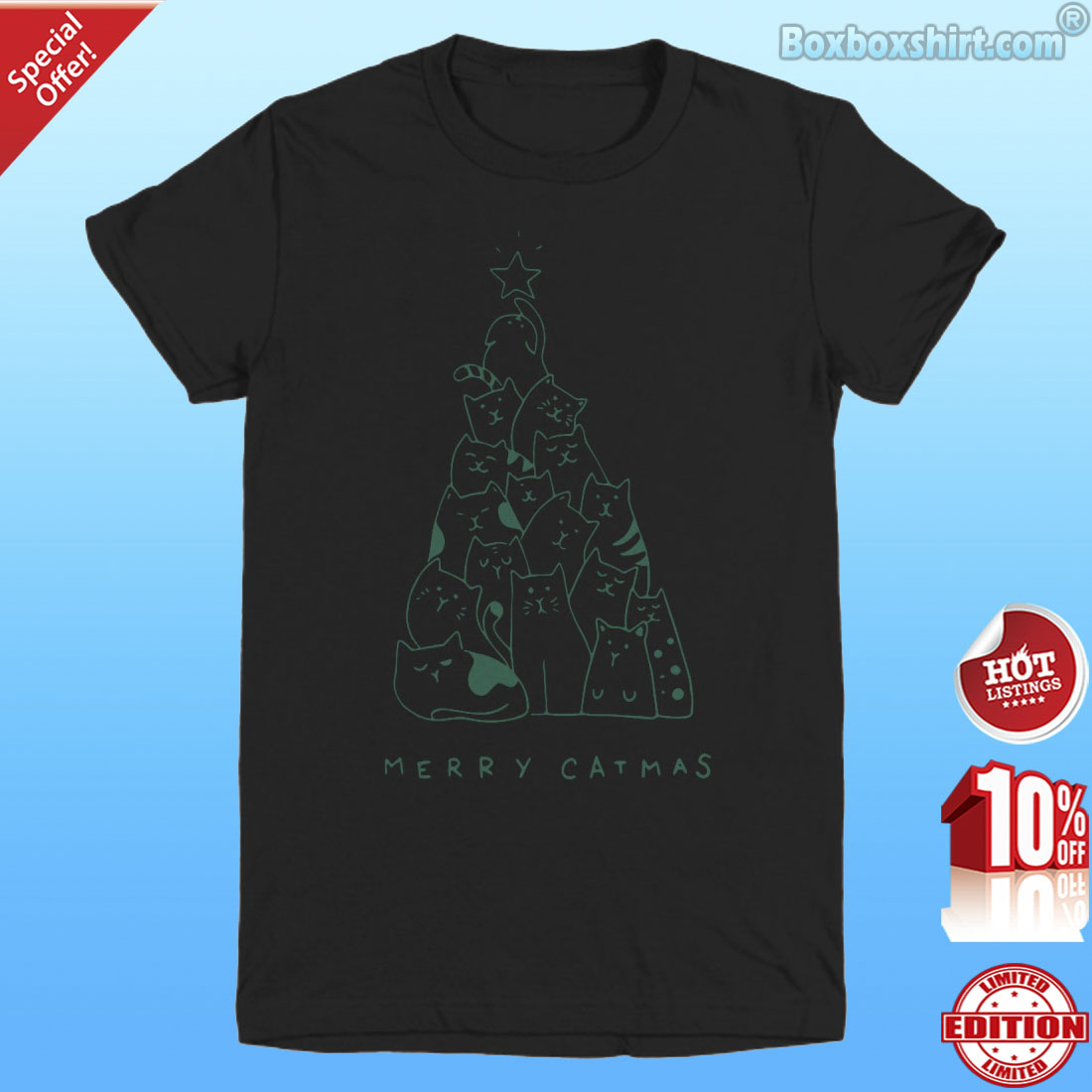 Merry Catmas Christmas tree shirt