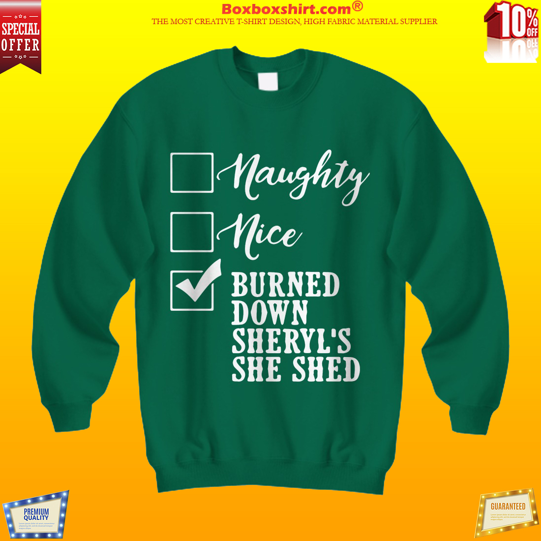 Naughty nice burned down sheryl's she shed shirt and hoodies