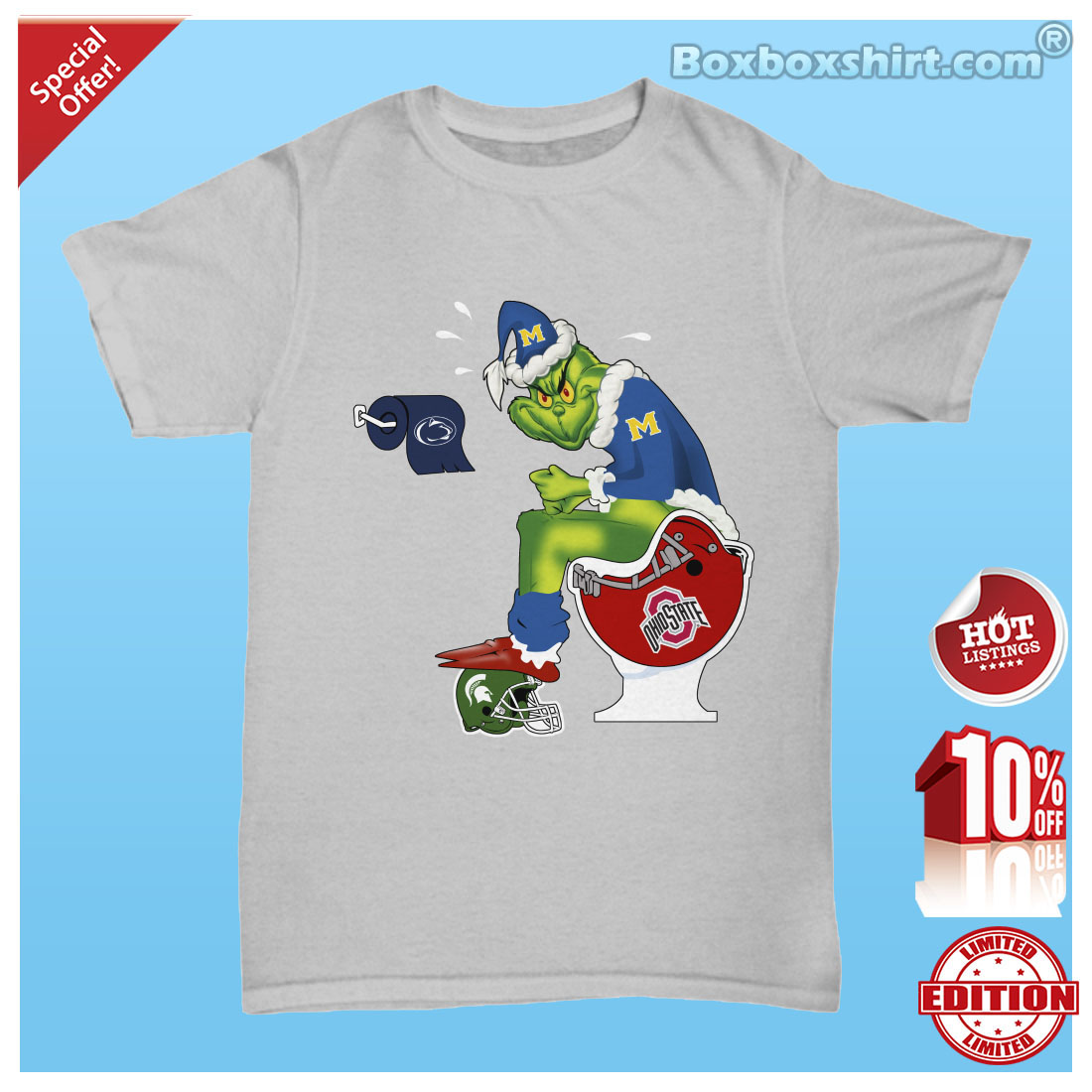 Santa Grinch sit on toliet NFL logo team shirt 1