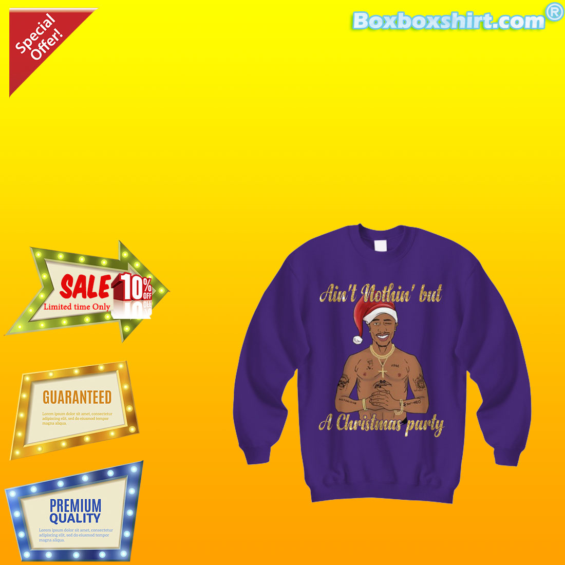 Tupac Shakur Ain't nothing but a Christmas party shirt