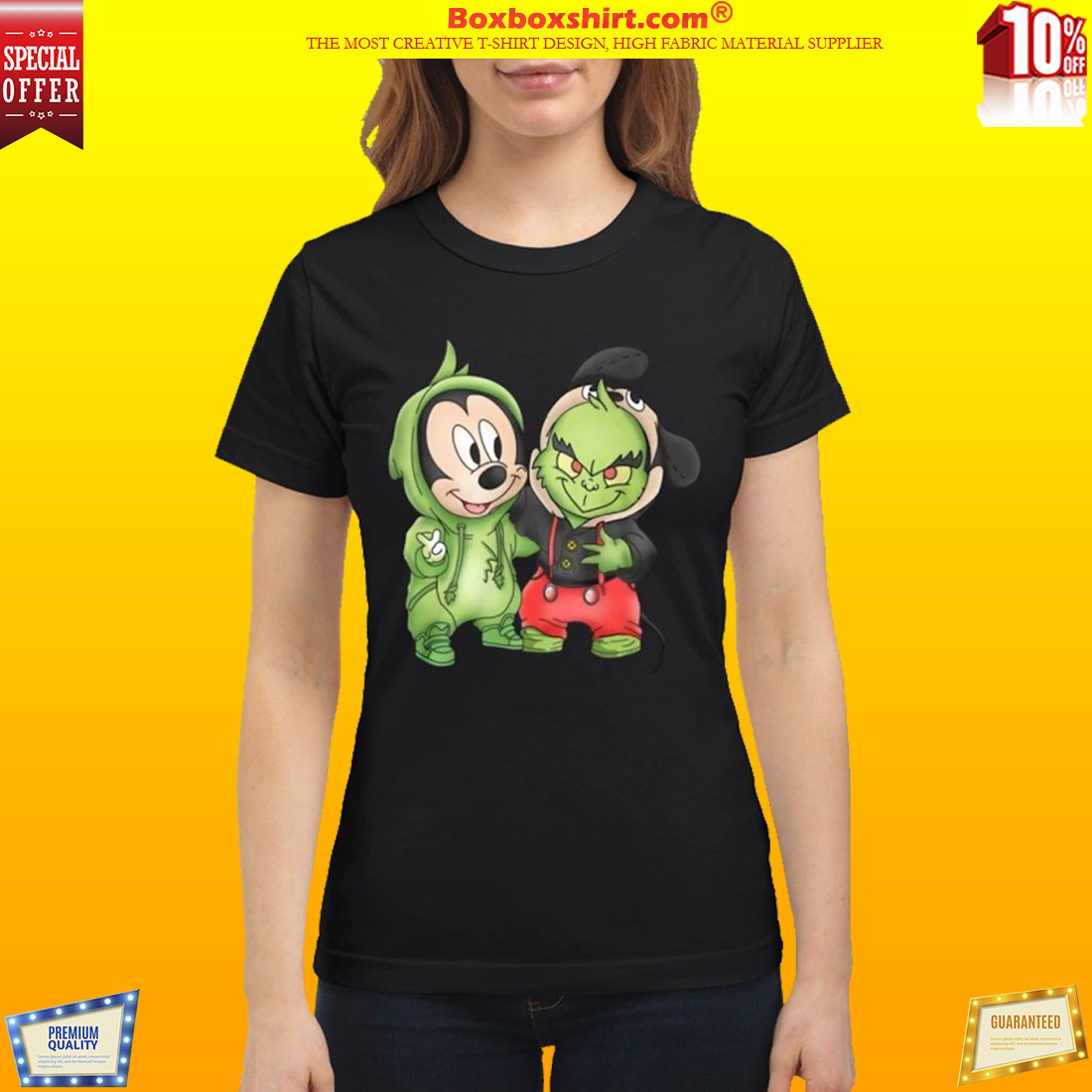 Baby Grinch and Mickey mouse classic shirtBaby Grinch and Mickey mouse classic shirt
