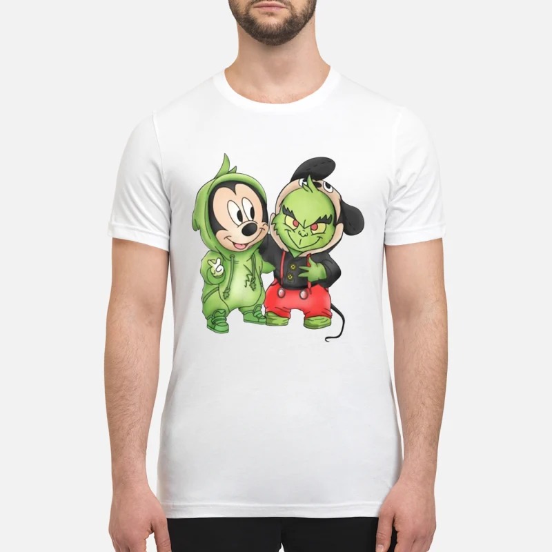 Baby Grinch and Mickey mouse premium shirt