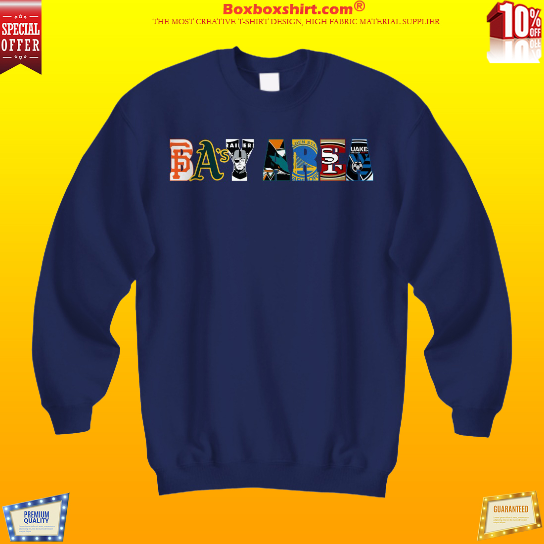 Bay Area sports team shirt and sweatshirt
