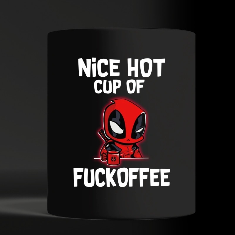 Deadpool nice hot cup of fuckoffee black mug