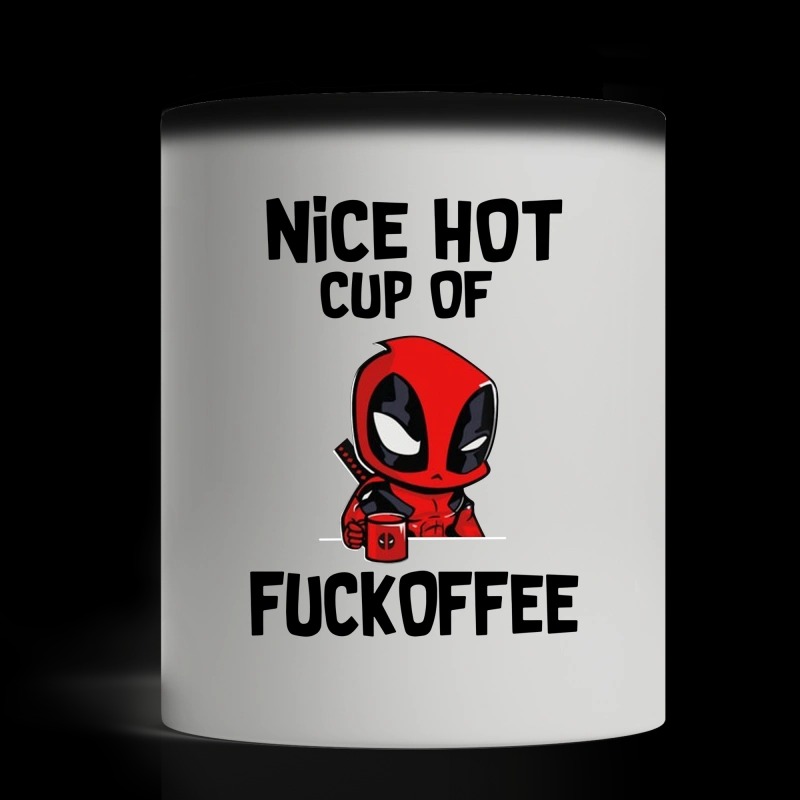 Deadpool nice hot cup of fuckoffee white mug