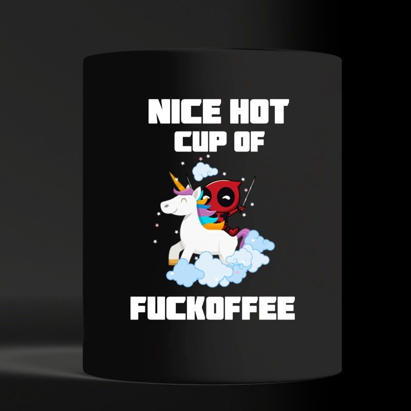 Deadpool unicorn nice hot cup of fuckoffee black mug