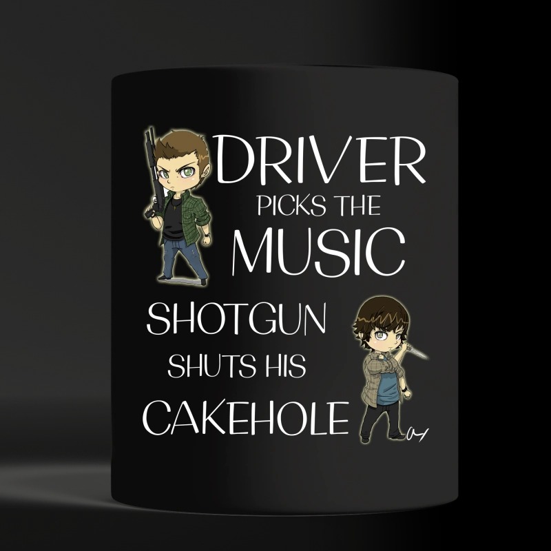 Dean and Sam driver picks the music shotgun shuts his cakehold mug