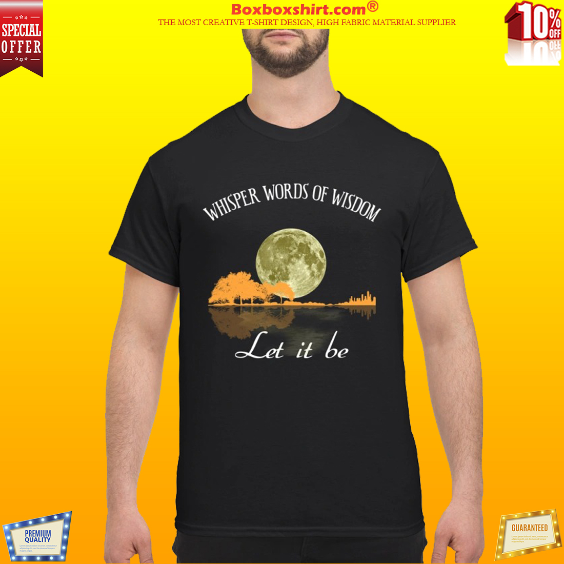 Guitar and moon whisper words of wisdom let it be shirt