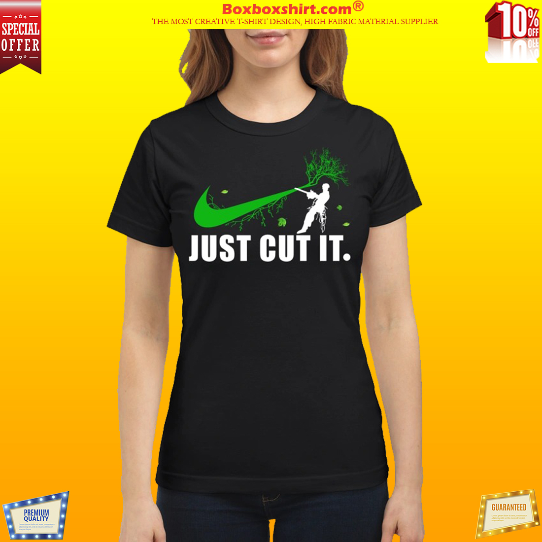 Nike logo green just cut it classic shirt
