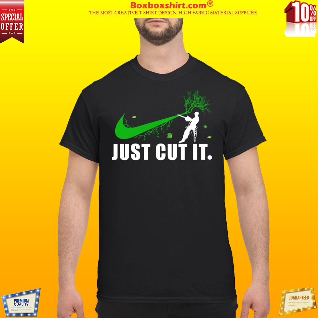 Nike logo green just cut it shirt