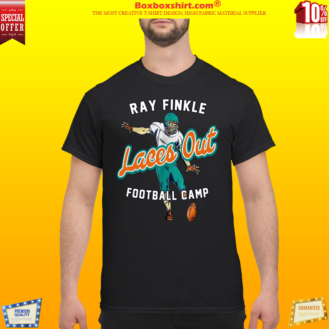 Ray Finkle laces out football camp shirt
