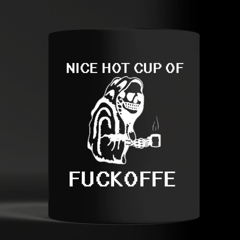 Skull nice hot cup of fuckoffee black mug