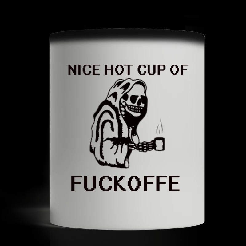 Skull nice hot cup of fuckoffee white mug