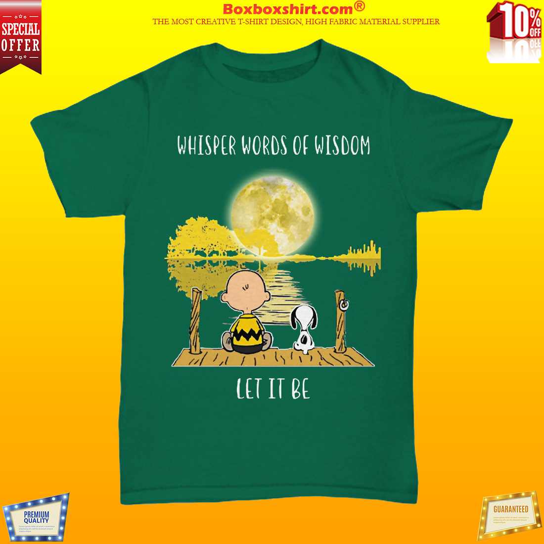 Snoopy Charlie Brown whisper words of wisdom let it be shirt