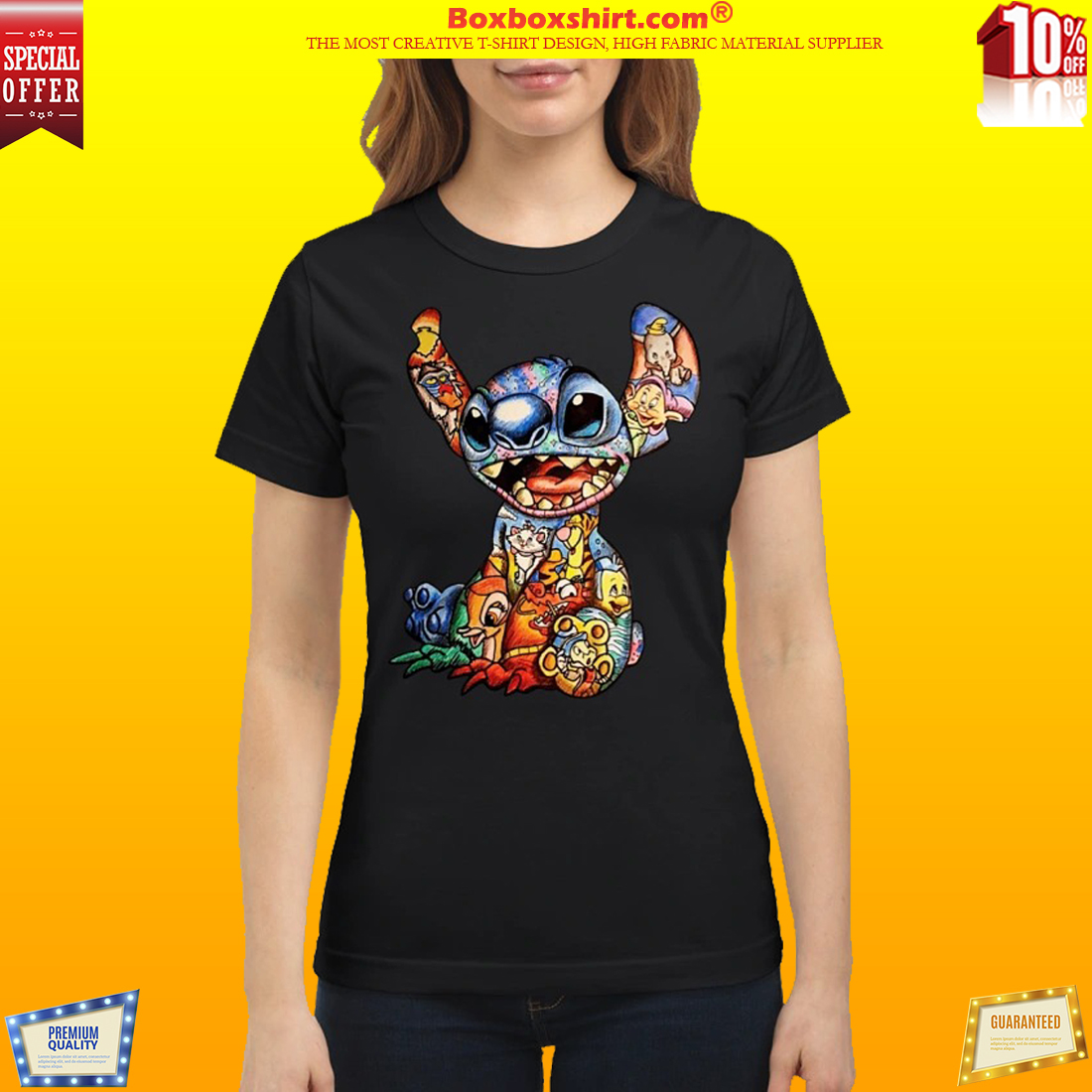 Stitch cartoon character pattern classic shirt