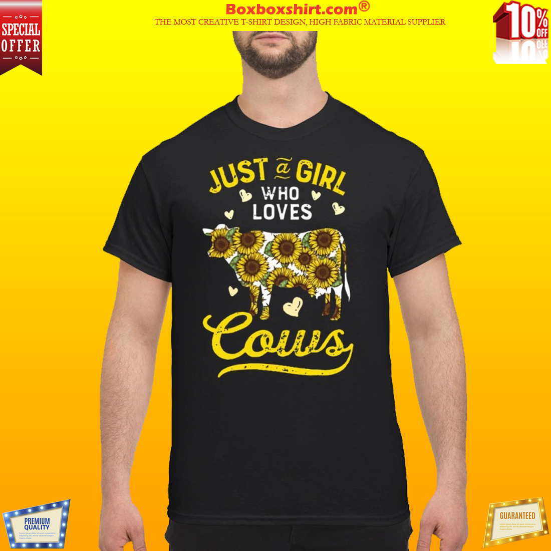 Sunflower just a girl who love cows classic shirt
