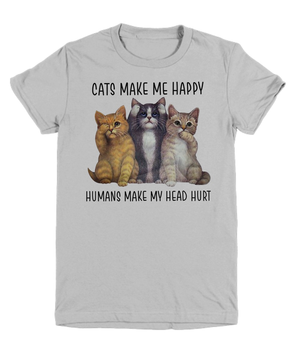 Cats make me happy humans make my head hurt youth tee shirt
