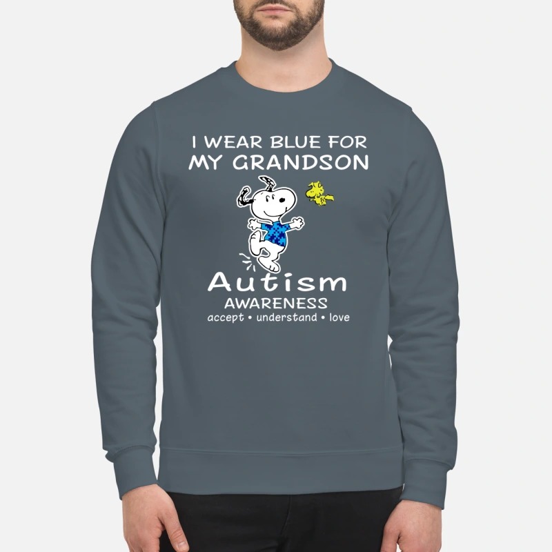 Snoopy and woodstock I wear blue for my grandson autism awareness sweatshirt