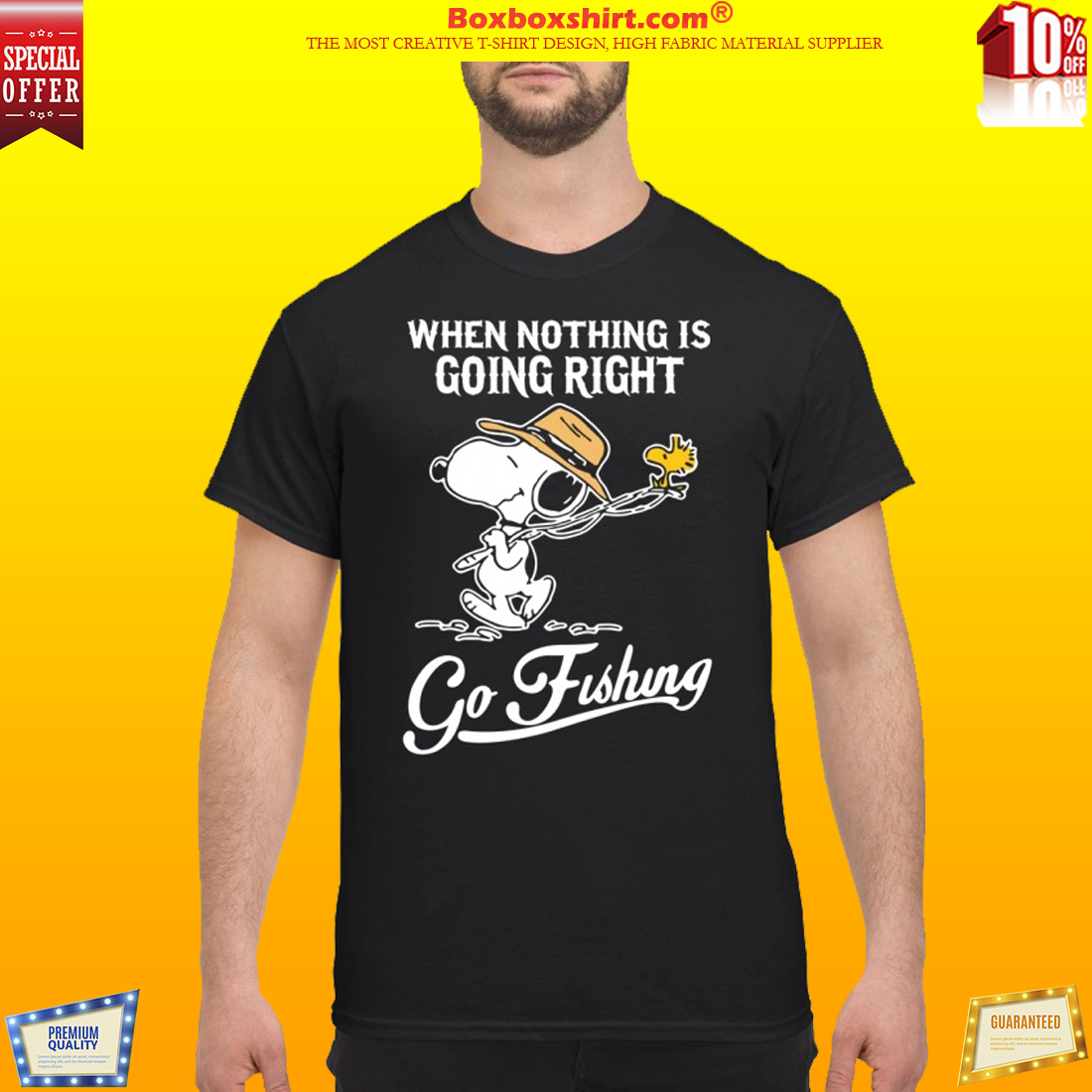 Snoopy when nothing is going right go fishing classic shirt