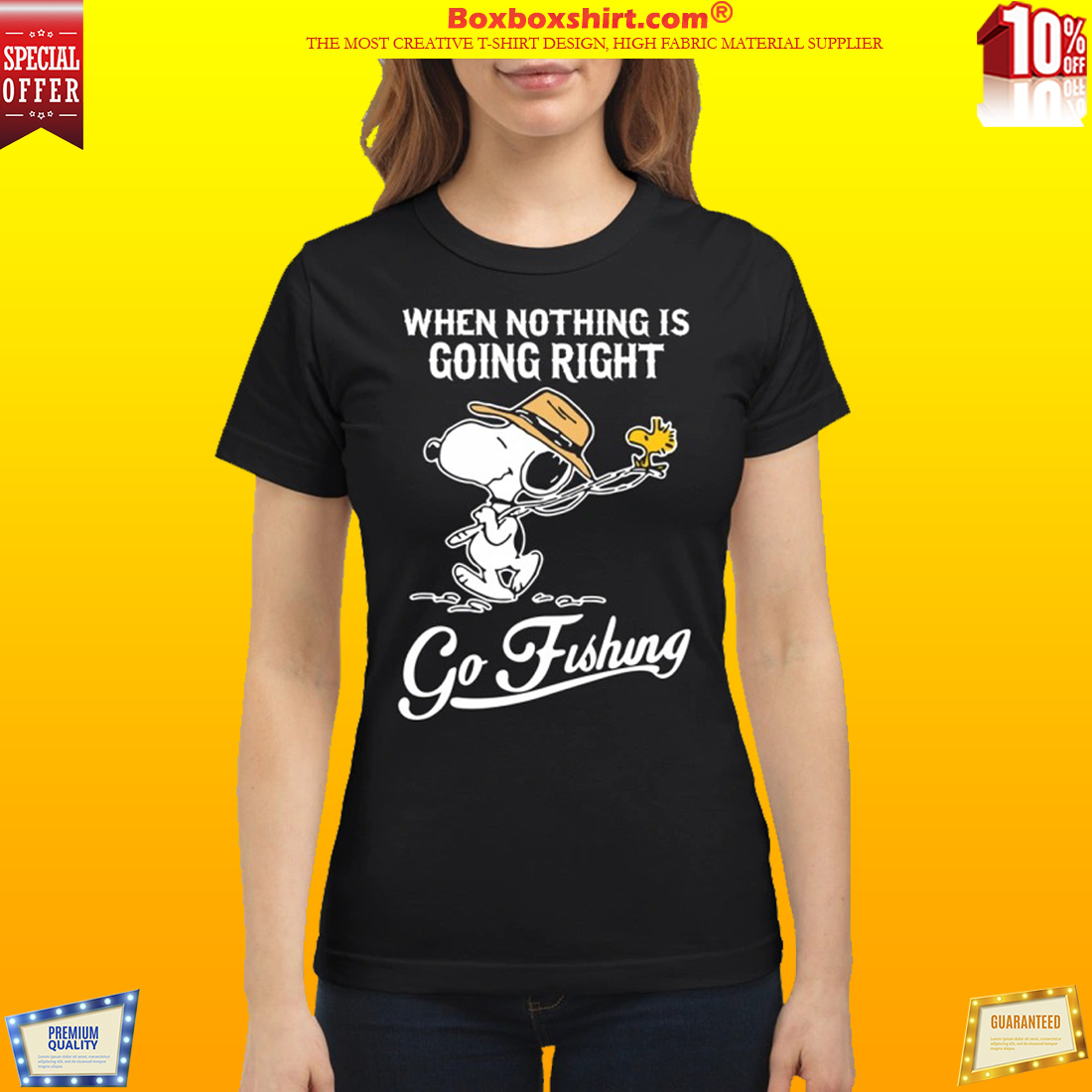 Snoopy when nothing is going right go fishing shirt