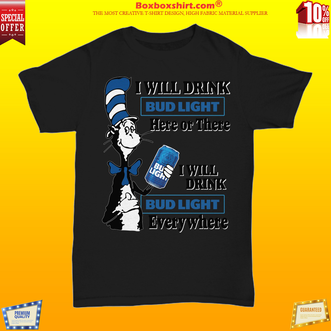 The cat in the hat holding Bud Light unisex shirt