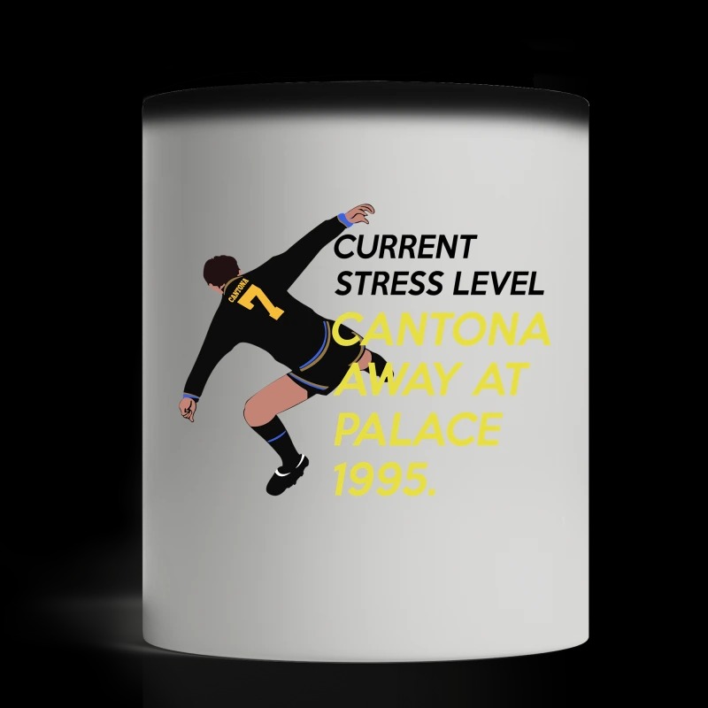 Current stress level Cantona away at palace mug