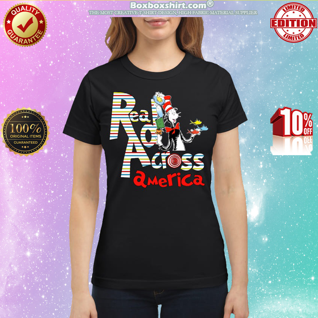 Dr Seuss cat in the hat read accross America shirt