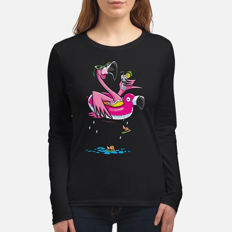 Flamingo swimming float women's long sleeved shirt