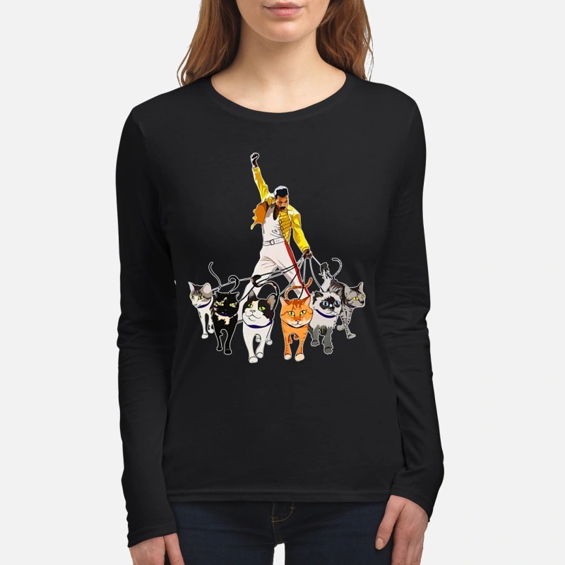 Freddie Mercury and cats women's long sleeved shirt