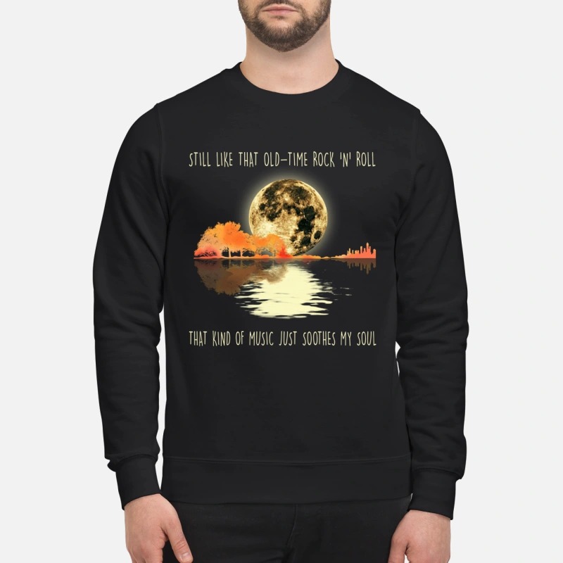 Guitar and moon still like that old time rock and roll sweatshirt