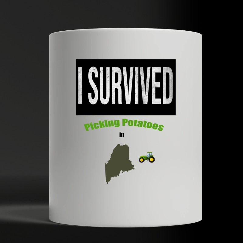 I survived picking potatoes in Maine white mug