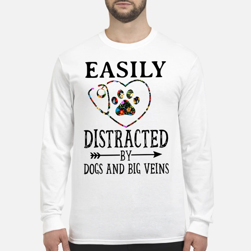Nurse easily distracted by dogs and big veins men's long sleeved shirt